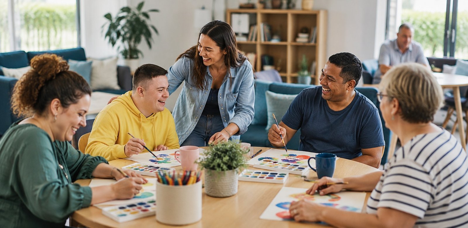 A diverse group taking part in a creative or social activity